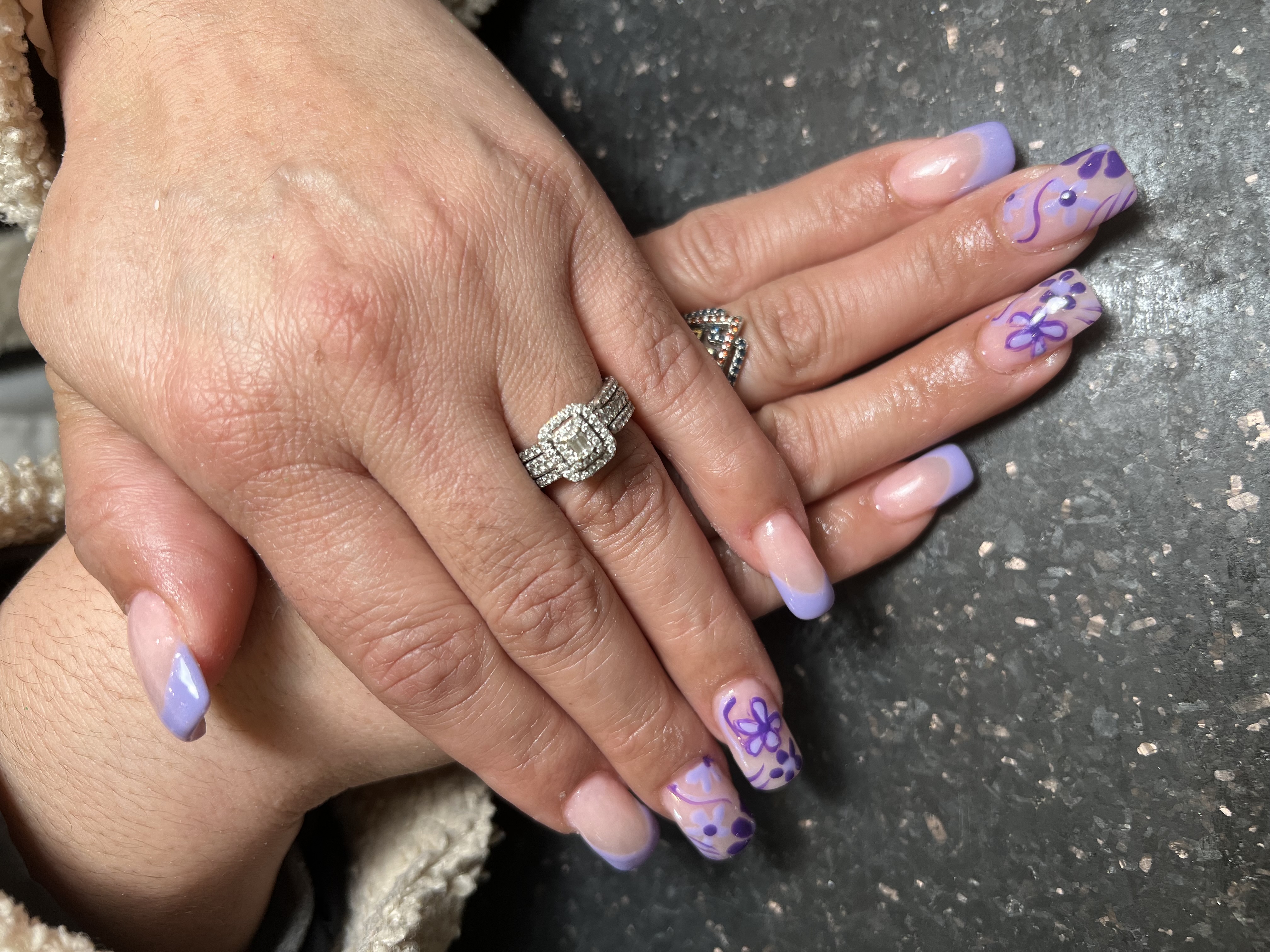 Blue silver nail design