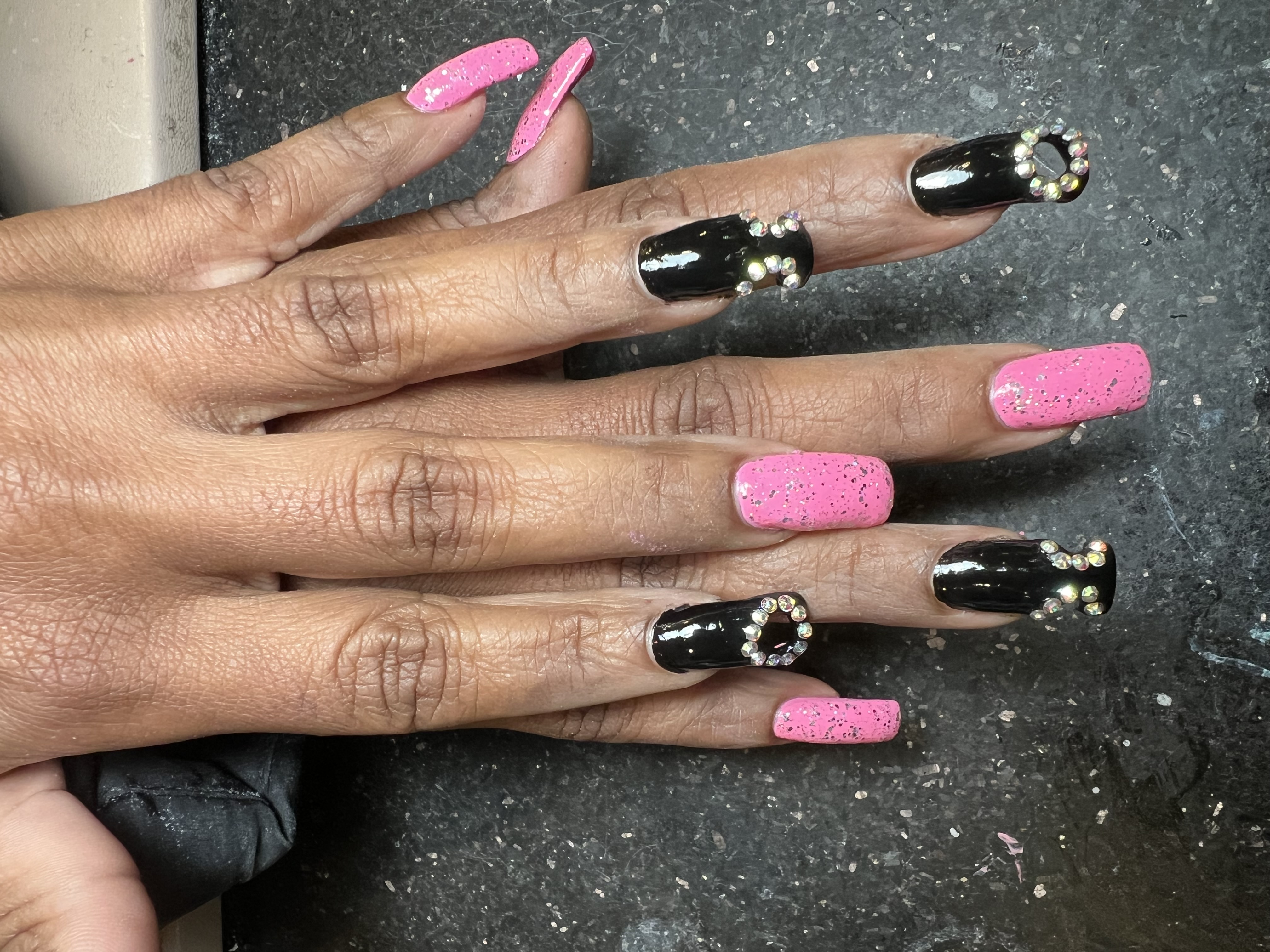 Pink and black nails