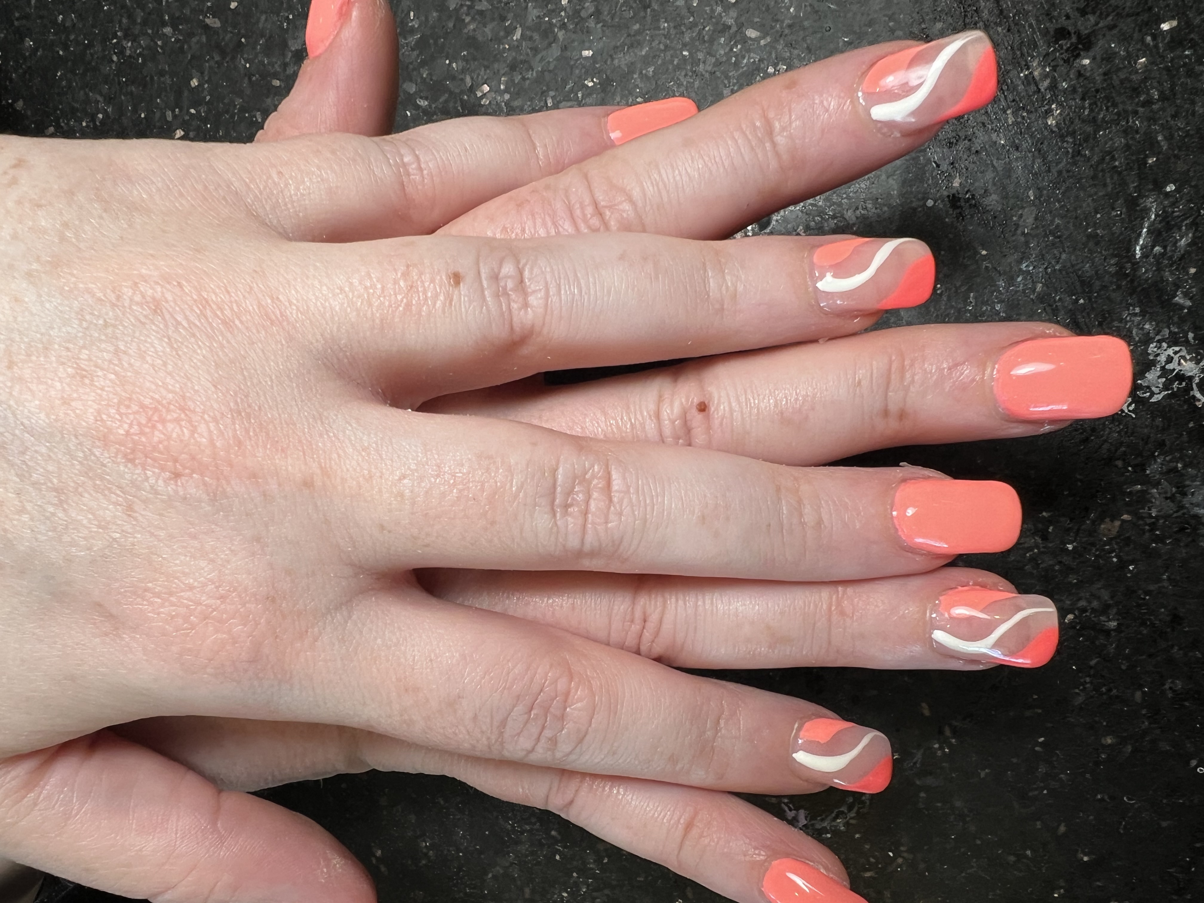 Coral swirl nail art